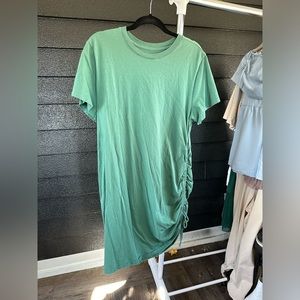 Green side tie casual dress
